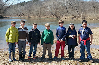 Cub scouts on gravelbar at SNR