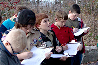 Cub scouts in Japanese Garden