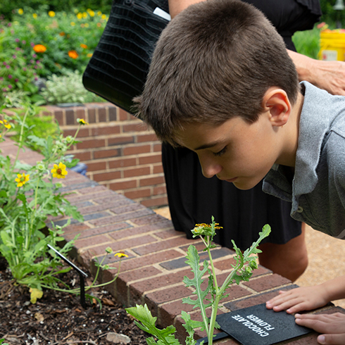 Boy in Zimmerman Sensory Garden