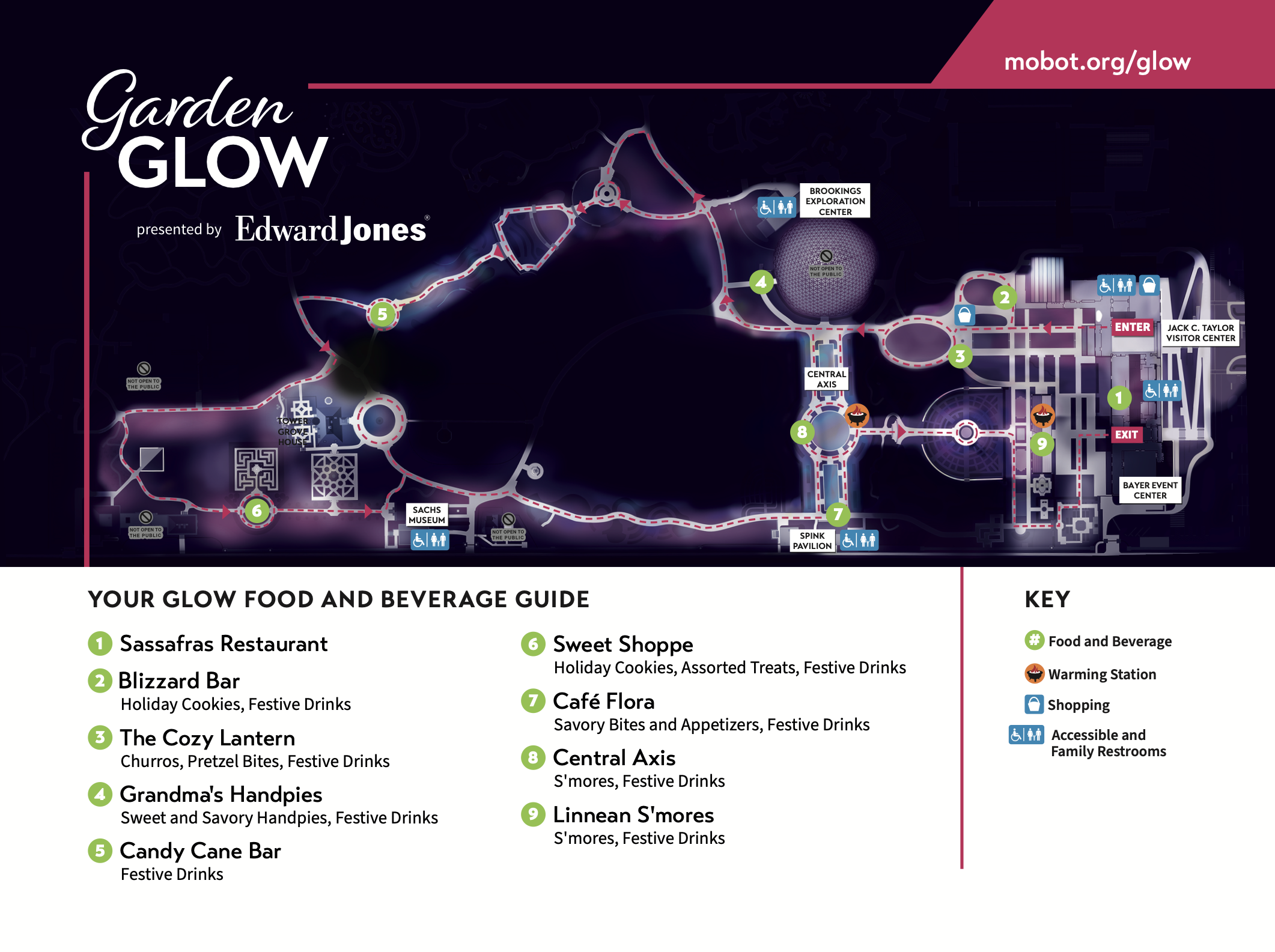 map of Garden Glow food and beverage locations