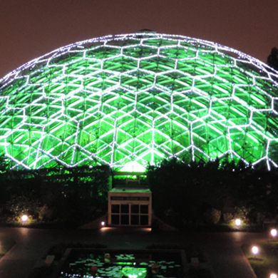 Climatron illuminated for Garden Glow