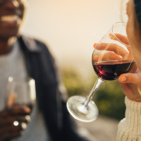 Couple enjoying wine