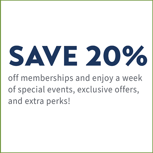 Save 20% off memberships and enjoy exclusive perks just for mmebers
