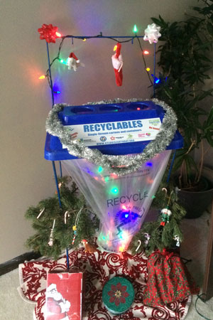 holiday party recycling bin