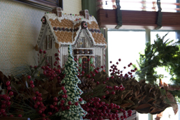 Holiday decorations inside Tower Grove House