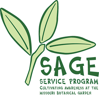 SAGE Service Program: Cultivating Awareness at the Missouri Botanical Garden (logo)