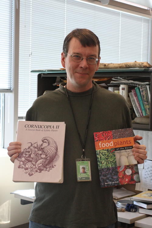 Garden researcher Andrew Townesmith with his edible plant life books